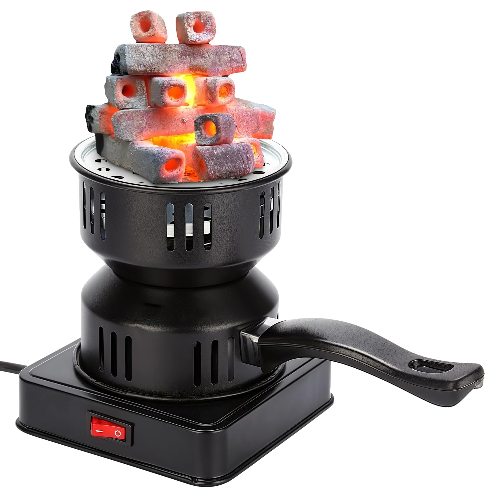 PORFOYO Allume-Charbon Électrique, Allume Charbon Électrique, 500 W Allume Charbon Chicha, Panier à Charbon Amovible, Barbecue à Charbon pour La Cuisine à la Maison Camping Barbecue, Noir