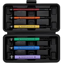 EMENTOL 6 PCS Hollow Shaft Magnetic Nut Driver Set, 1/4 to 9/16-Inch Color Coded Hex Sockets, 5-Inch Extended Reach SAE Nut Setters, Cr-V Steel Impact Rated for HVAC & Automotive Repair