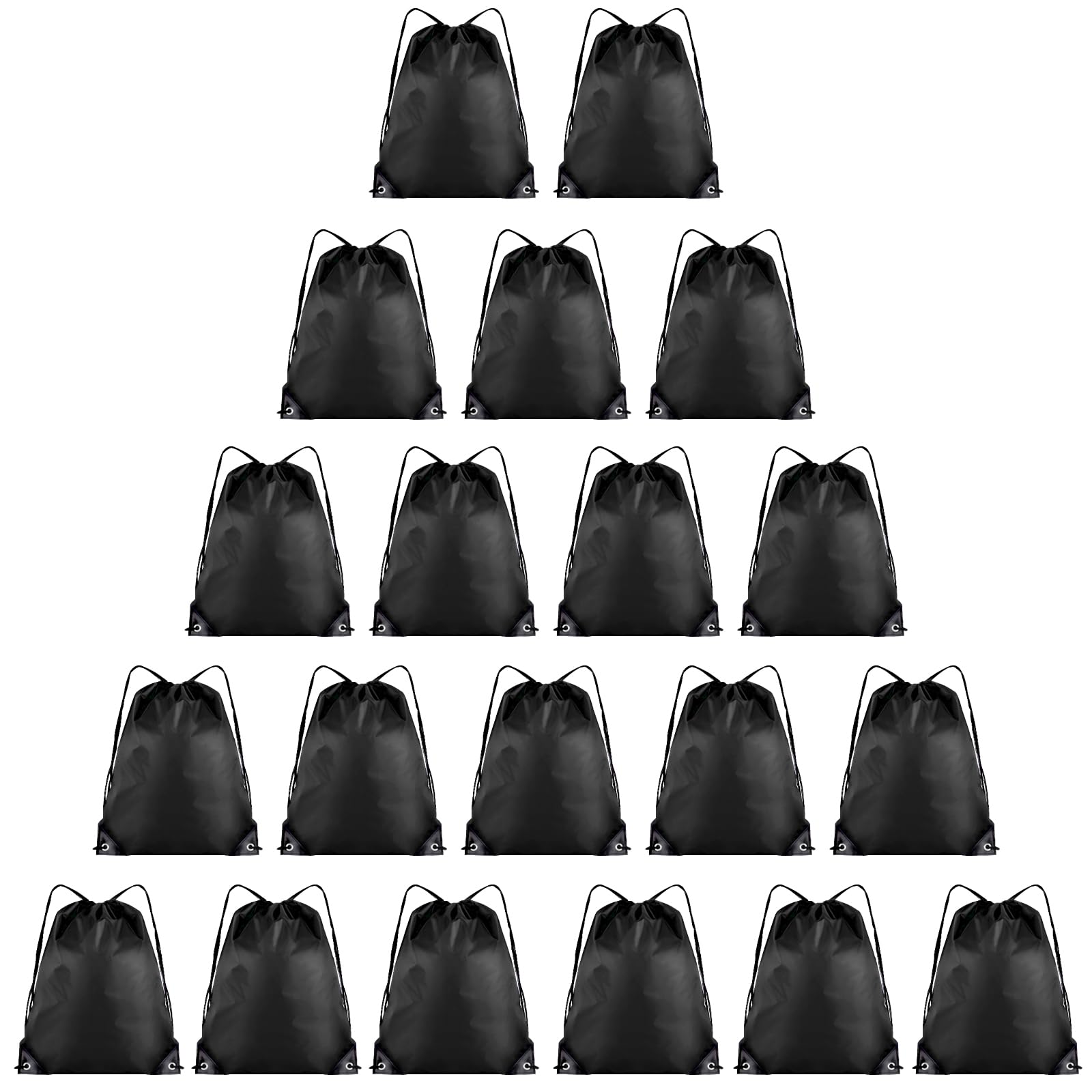 Grneric 20 Pieces Drawstring Backpack Bulk Cinch Sackpack Ployster Drawstring Bags for Gym Party Trip(Black)