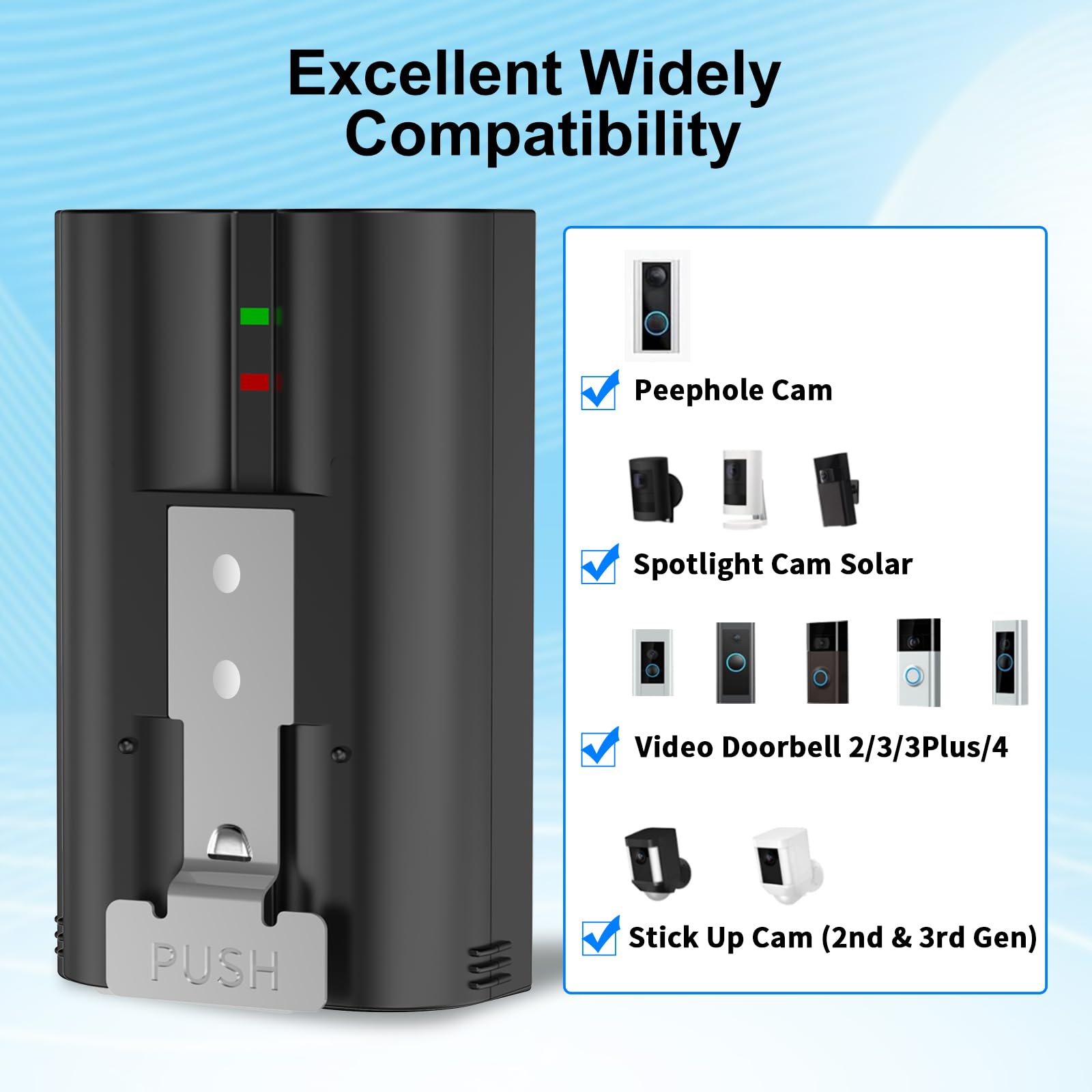 1 Stück 3,65 V 6500 mAh V4 Ersatz Akku für Ring– 2026 Verbesserte Akkuzelle + IC-Chip, Hoher Kapazität Kamera-Akku kompatibel mit Ring-Doorbell 2/3/3+/4, Stick Up Cam (2/3Gen) Spotlight Peephole Cam