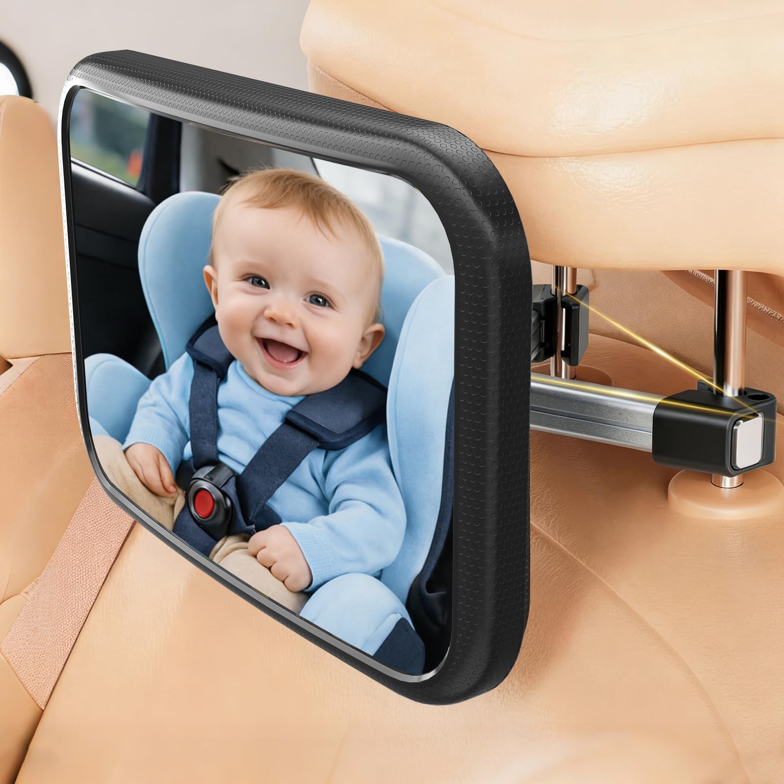SURFOU Autospiegel Baby Rücksitz Spiegel Auto Baby Rückbank mit Hakenclip 360 ° Drehbar, 100 % Bruchsicher, Klare und Breite Sicht, für Kindersitz, Rückspiegel Zubehör