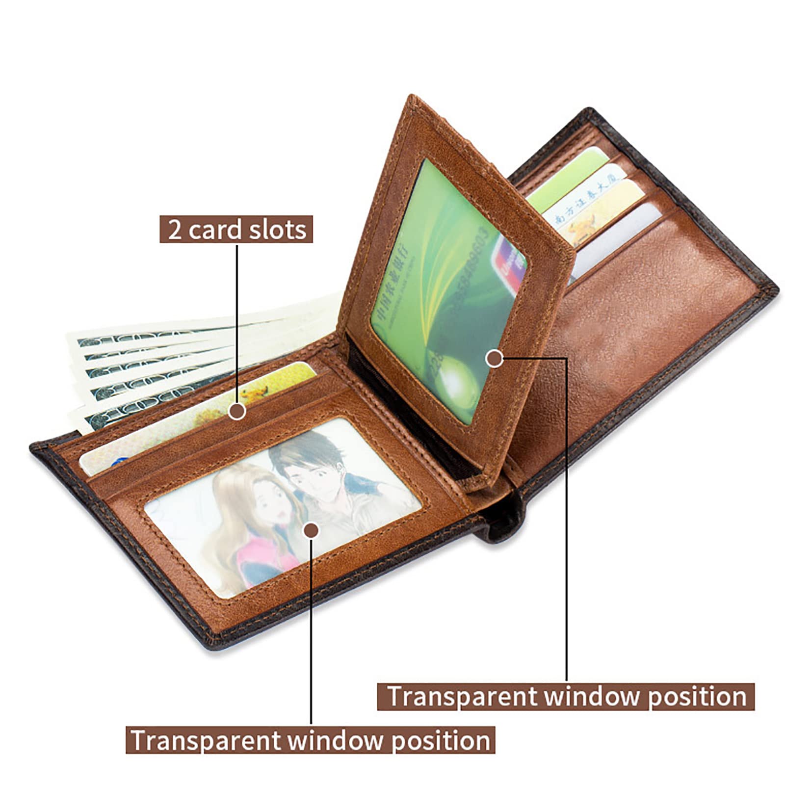 Portefeuilles, Portefeuille Compact en Cuir Souple avec Blocage(Red,Without Box)