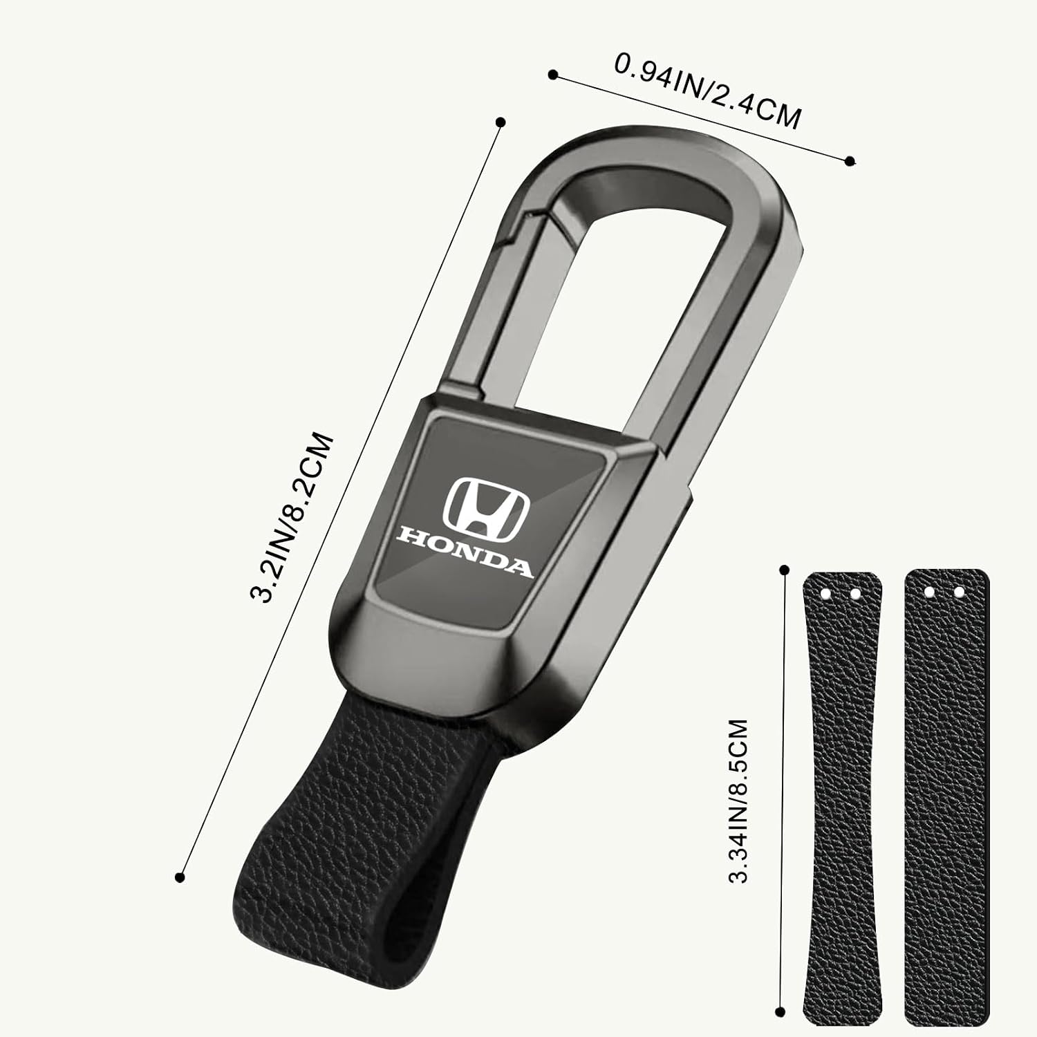 Genuine Leather Keychain for Honda Accord Civic CRV Pilot EX Touring HRV Pilot, Anti-rust Alloy Car Key Chain, Stylish and Durable, for Daily Use and Gifting (Black)