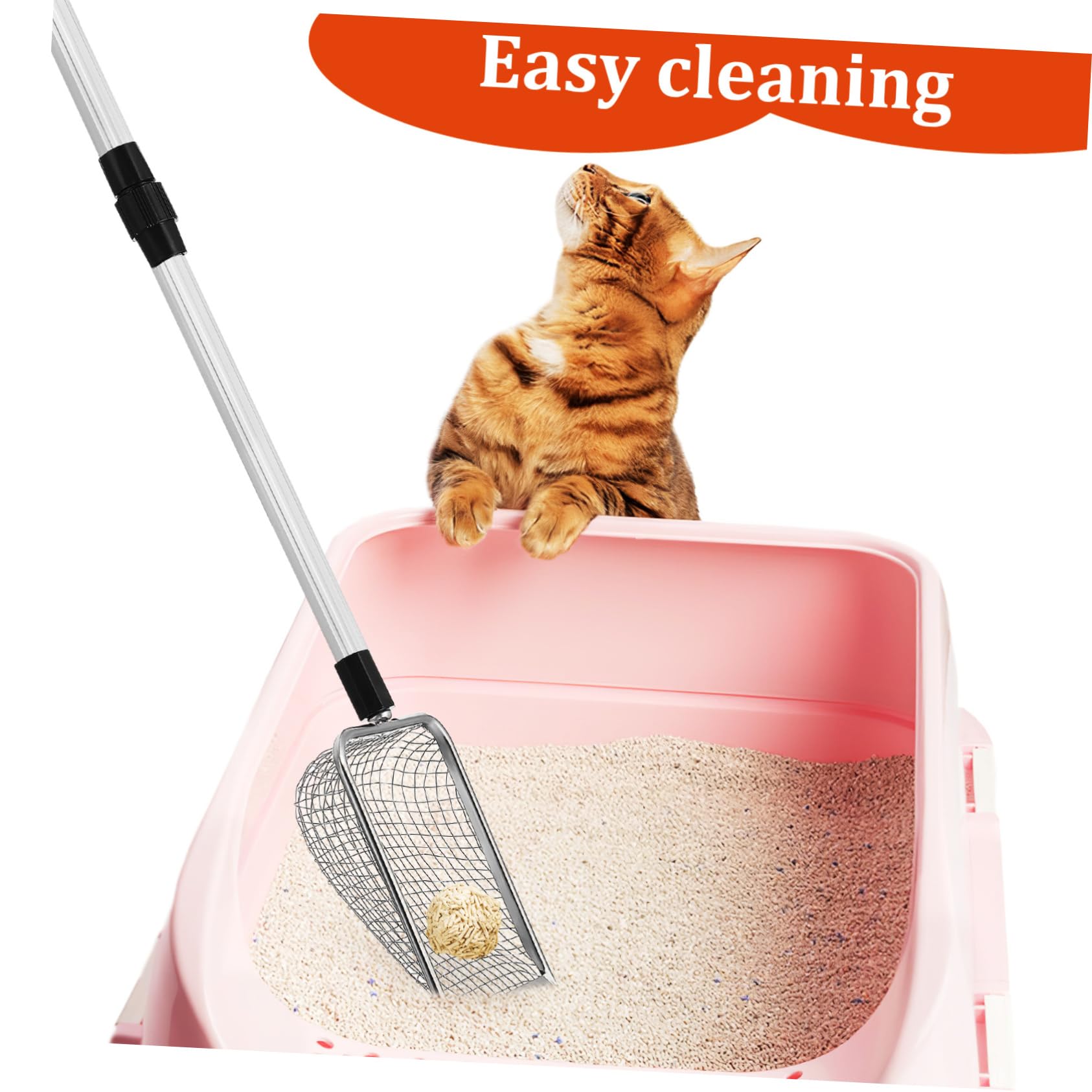Abaodam 2 Pièces Pelle à Litière pour Chat Acier Inoxydable Design Poignée Ajustable Maillage Dense pour Nettoyage des Déjections