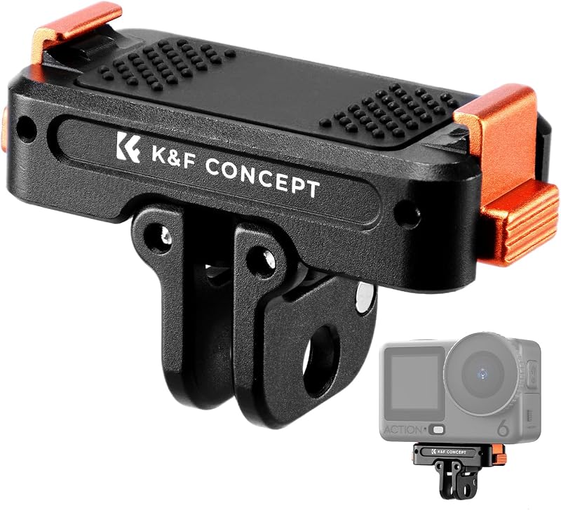 Montaje de adaptador magnético K&F Concept para DJI Osmo Action 6/Osmo Nano, metal | Soporte de expansión de liberación rápida con orificio de tornillo 1/4/conector plegable/hebilla de liberación rápida, accesorios de cámara de acción PP07