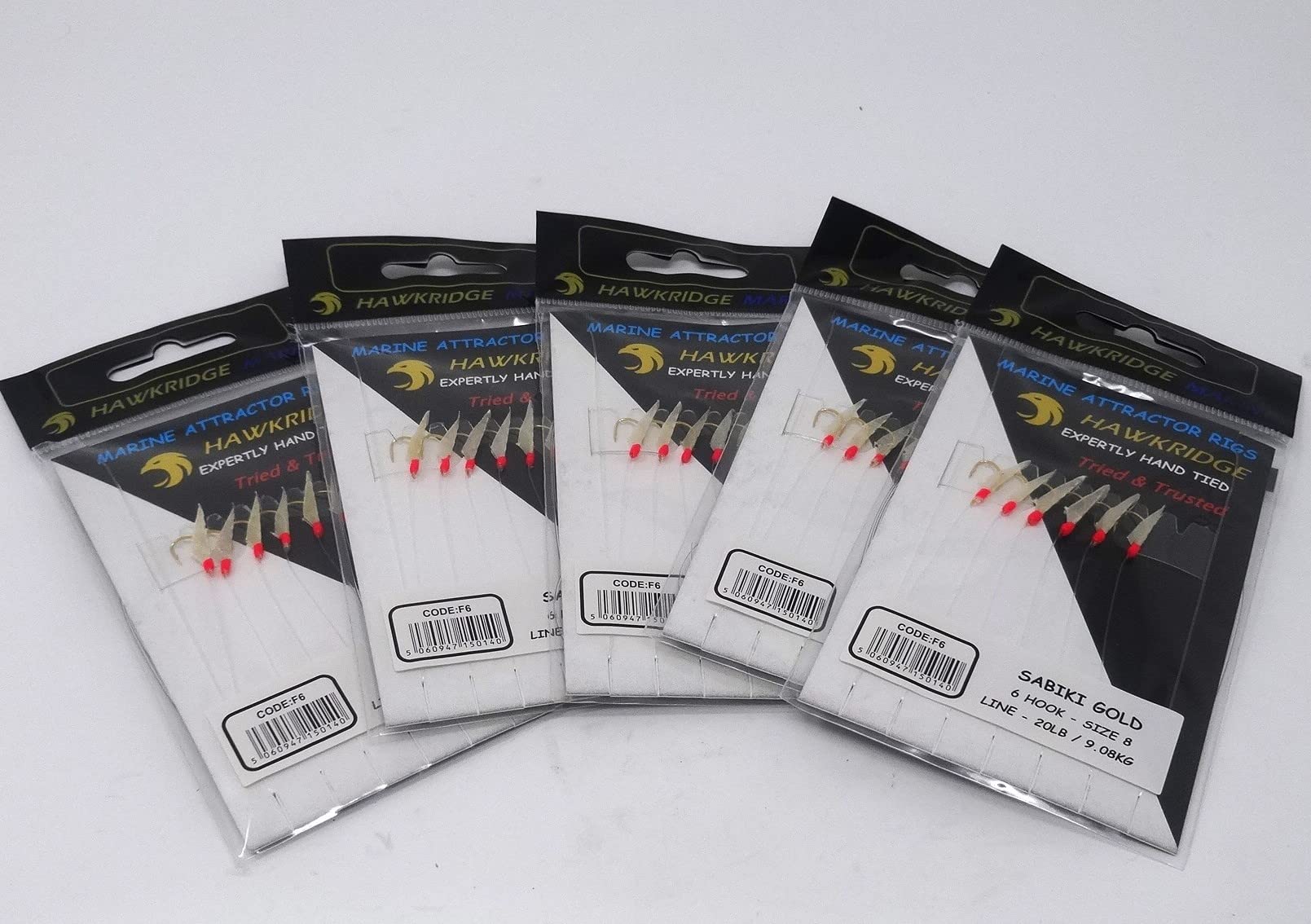 HAWKRIDGE MARINE RIG PRO SABIKI RED - 5 Packs Of Sea Feather Fishing Rigs For Mackerel, Herring, Bass & Cod-868788