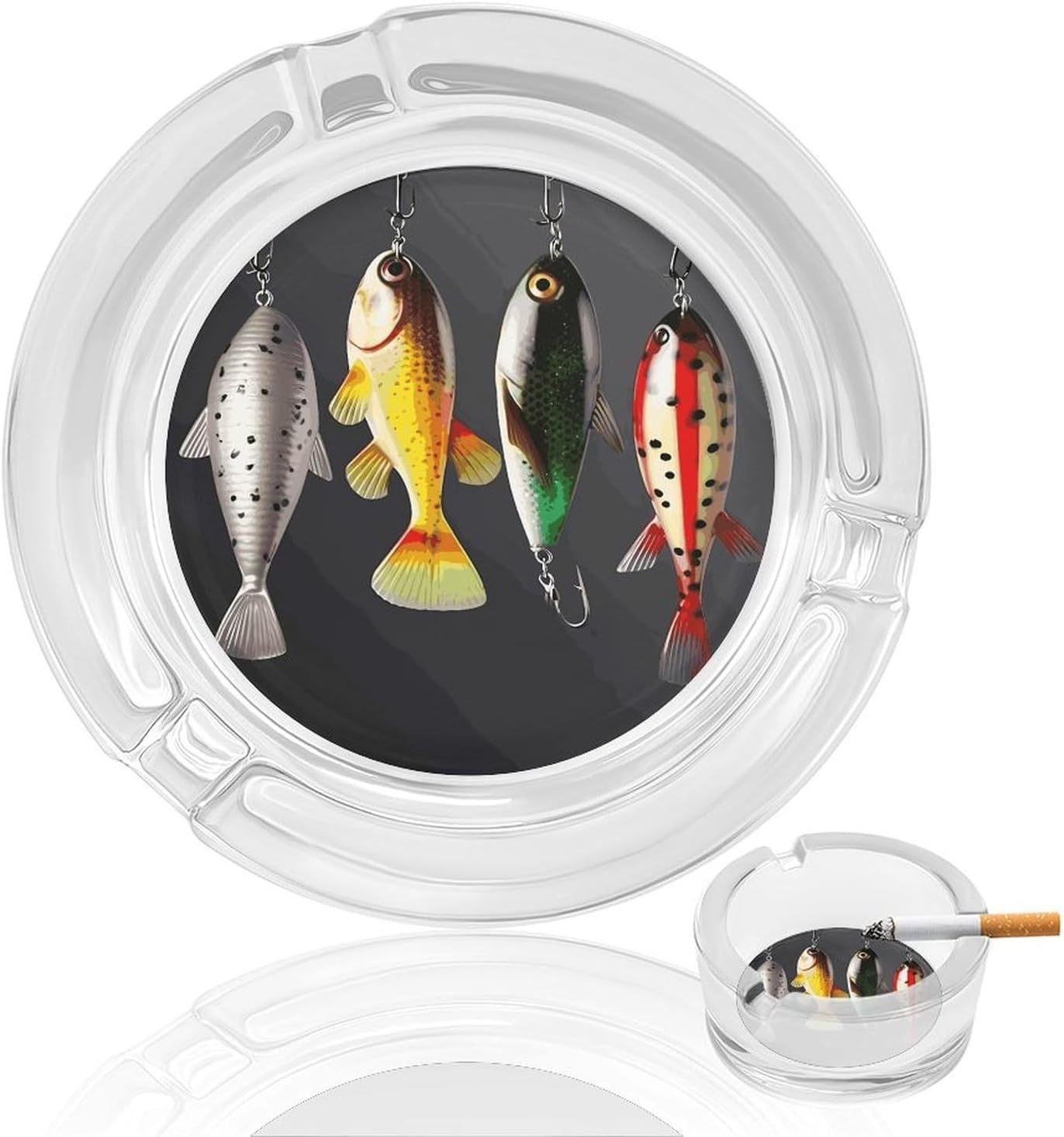 Smokeless Ashtray Ash Tray Outdoor Ashtray Various Type of Fishing Baits Glass Ashtrays for Home Office Smokers Decoration