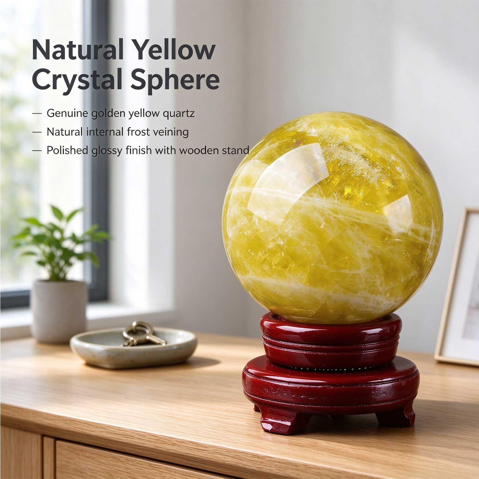 Bola de Cristal de Citrino Natural Esfera de Cuarzo Amarillo Pulida