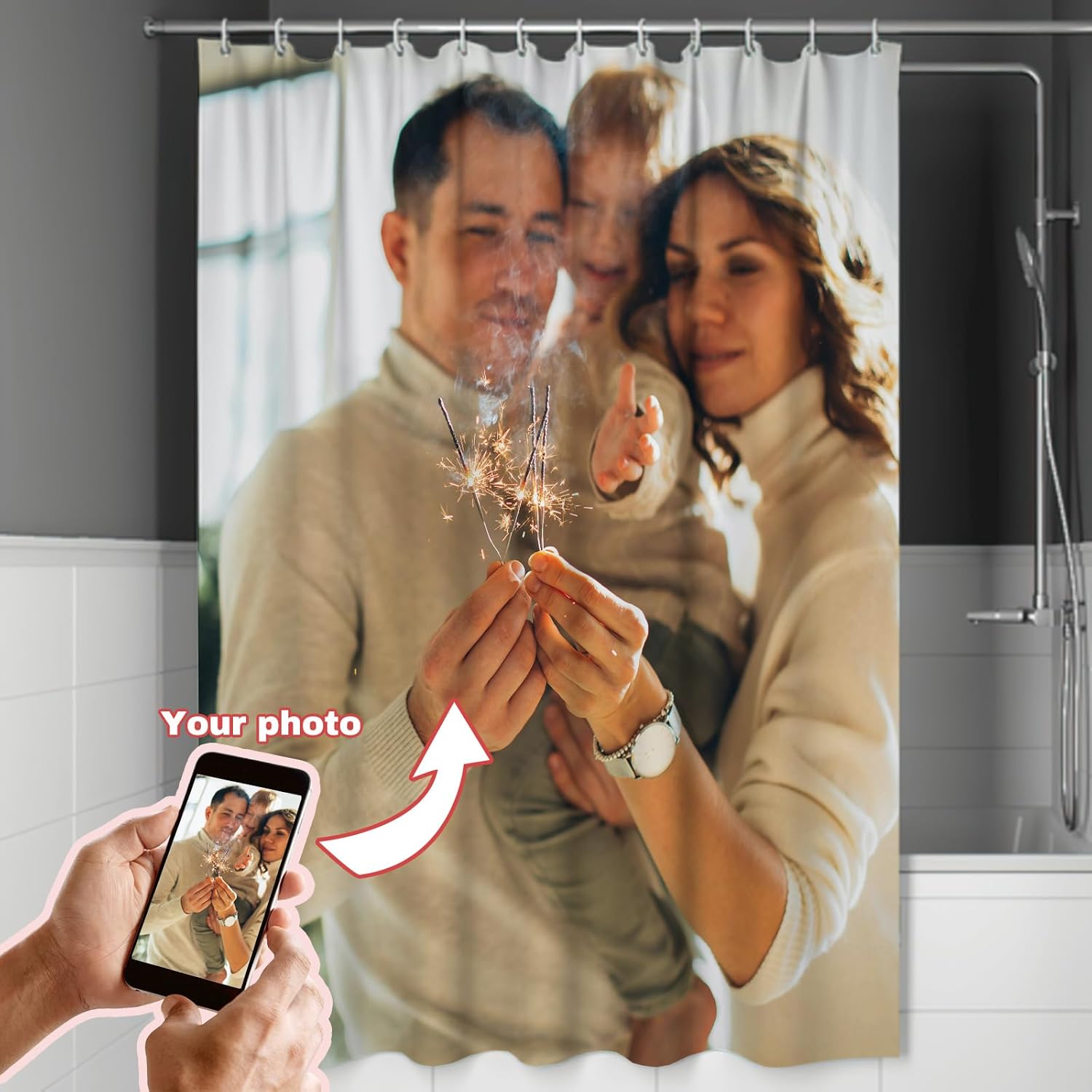 Custom Photo Shower Curtains 94x71in Personalized Funny Shower Curtain with Hooks Custom Shower Curtain for Birthday