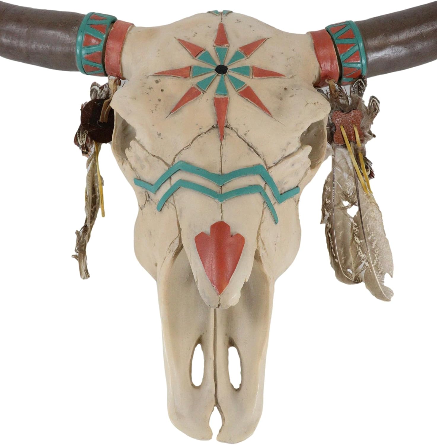 Ebros Gift Large 22" Wide Navajo Native Spirit Sun Dreamcatcher American Buffalo Bull Cow Cattle Skull Wall Head Decor Hanging Sculpture Plaque Bison Steer Figurine Bulls Cows Steers Taxidermy Skulls