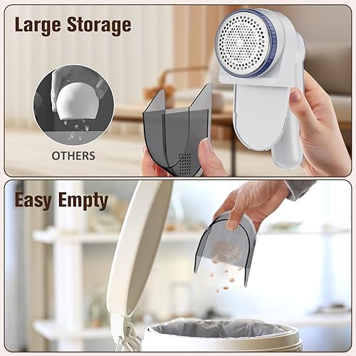 Miniatura 2 de DBC Quitapelusas de tela con motor potente de 15000 rmin, pantalla LED, 3 velocidades, cuchillas de 6 hojas, cabezal de afeitado grande removedor de