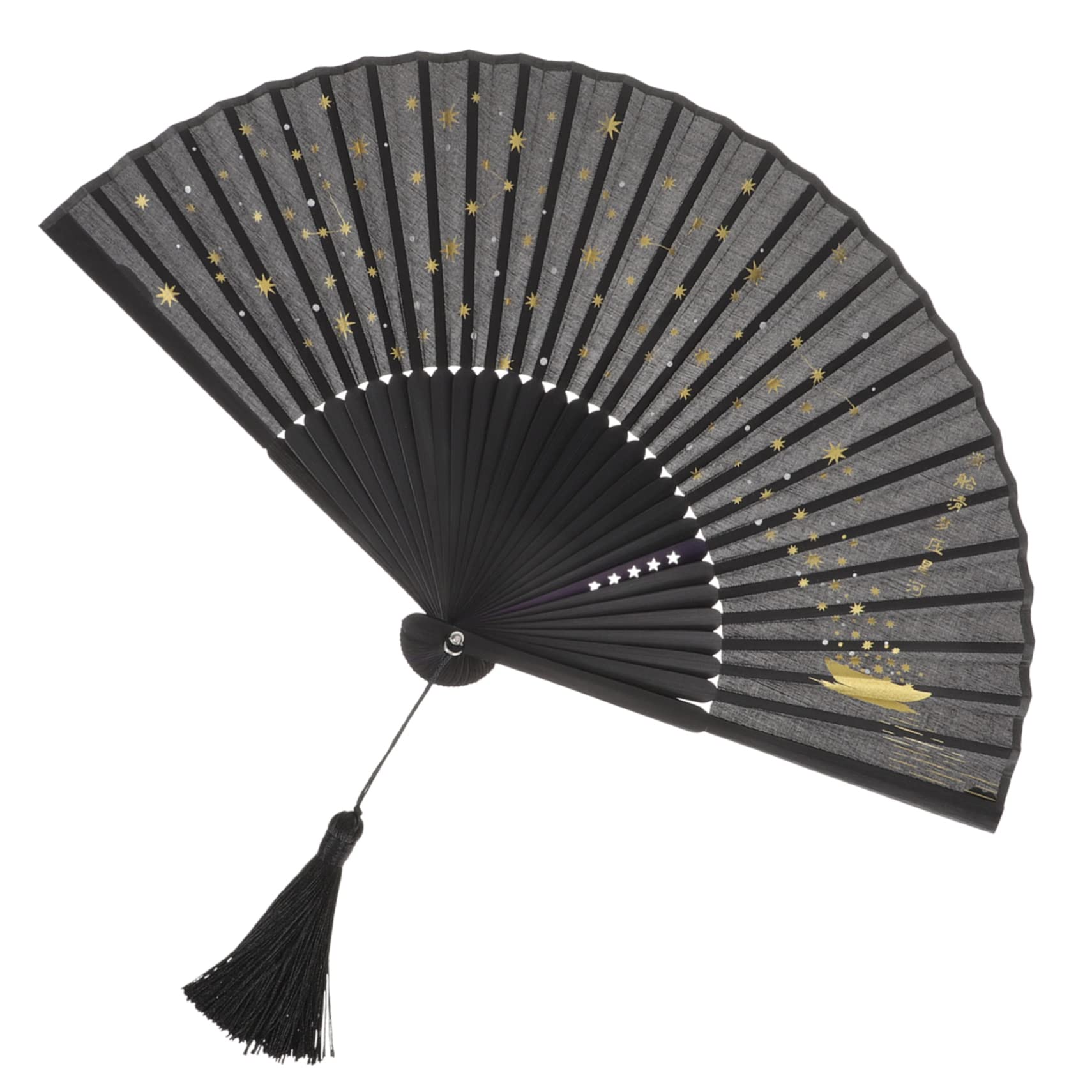 Folding Hand Fan with Delicate Pattern Chinese Style Portable Lightweight for Weddings Parties Dancing and Travel Elegant Bamboo Design with Tassel