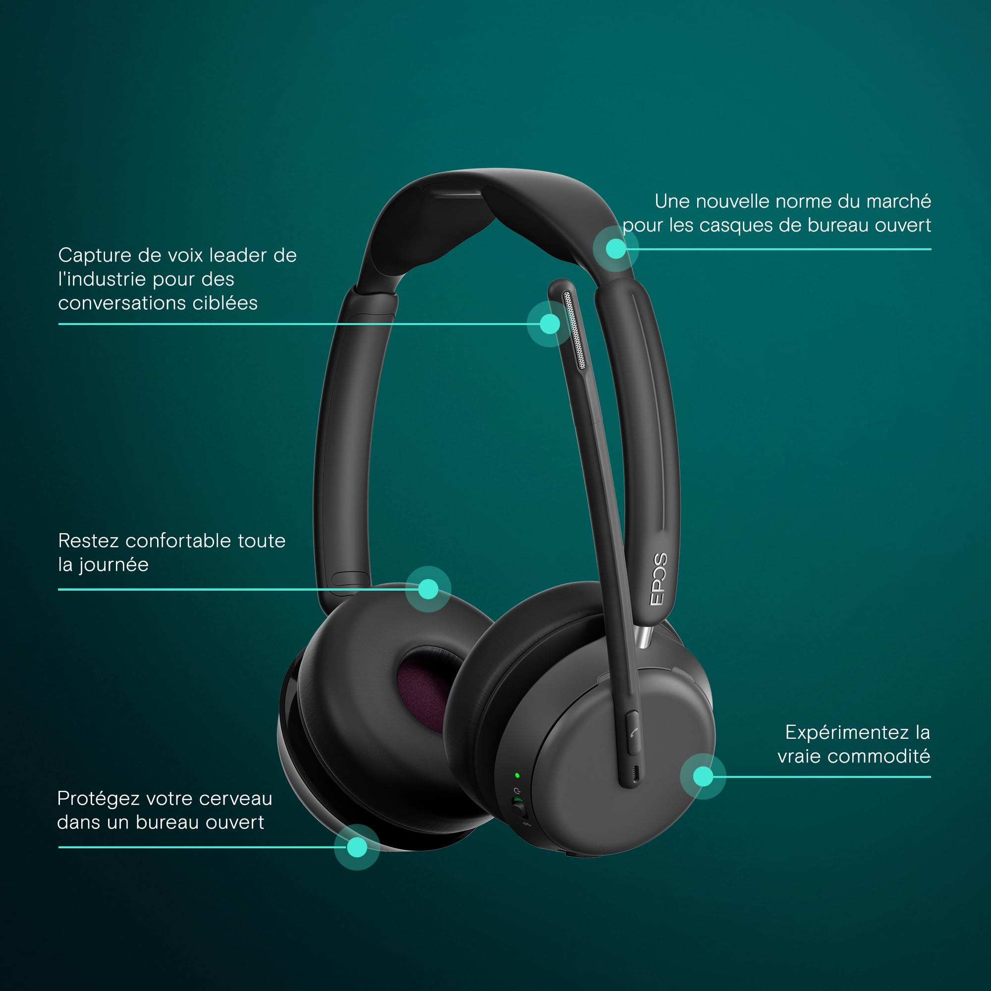 EPOS Impact 1061 Stereo Bluetooth Headset INKL. kontaktlose Ladestation (Charging Stand)