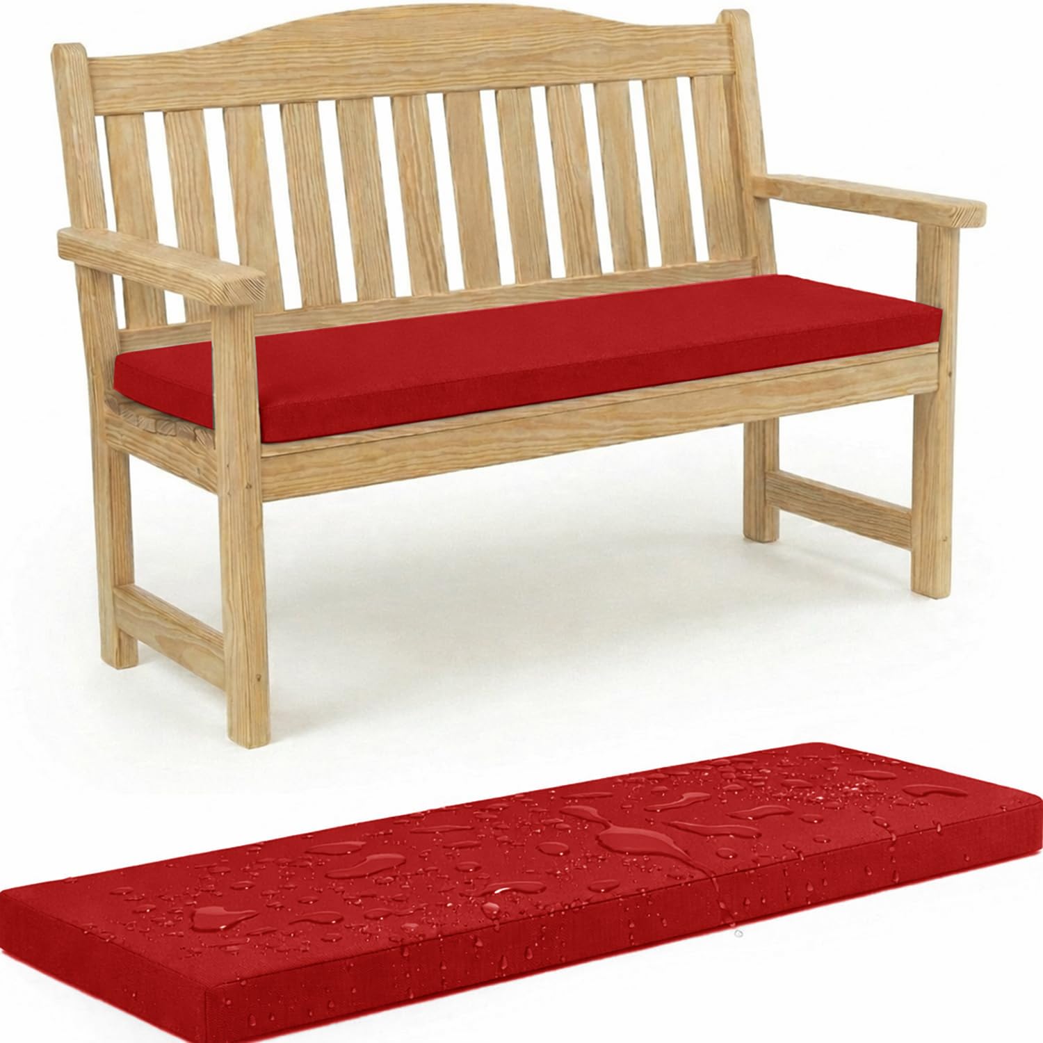 WLXFF Waterproof 5cm Thick Bench Cushion, Non‑Slip Outdoor Garden Seat Pad with Removable Zipped Cover, Weather Resistant for Patio, Lawn, Office & Coffee Shop