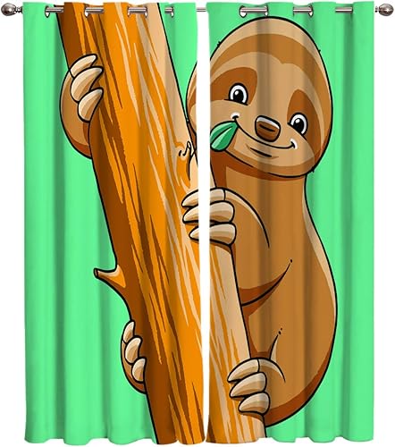 FortuneHouse Blackout Curtains Thermal Insulated Sloth Solid Pattern Metal Grommet Elegant Room Drapes Window Curtain for Bedroom Living Room