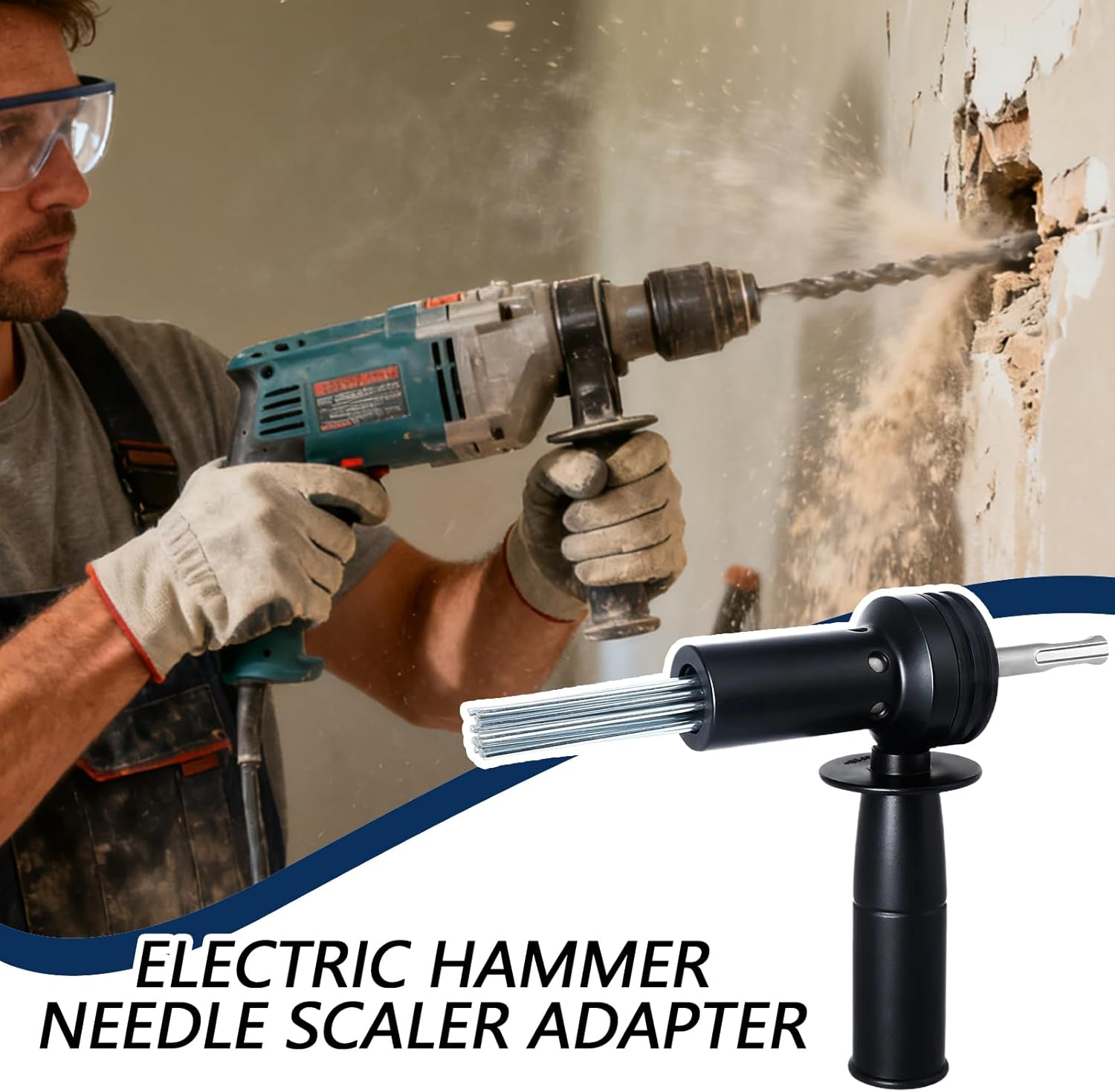 電動ハンマー用ニードルスケーラーアダプタ | ヘビーデューティー18本針アダプタ | シャンク錆取り工具 | 家庭用タイル準備、穿孔