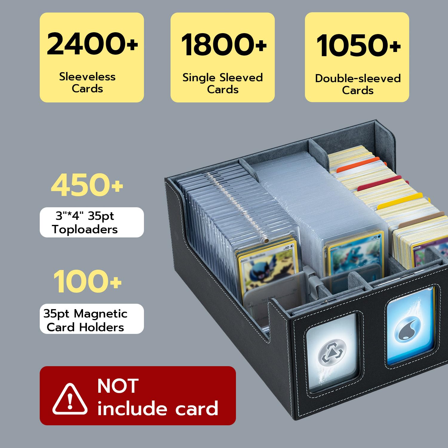Elegancki i funkcjonalny MTG Deck Box Pudełko na karty 35 PT, pudełko na karty 1800 + z 10 ściankami działowymi i 6 klipsami ogrodzeniowymi, pasuje do kart kolekcjonerskich 3" x 4"