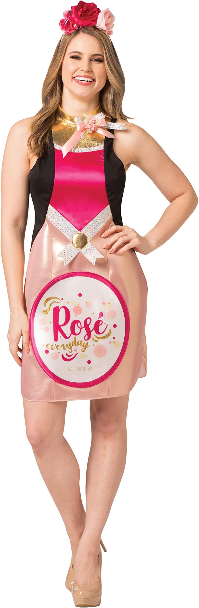Rose Wine Dress Costume and Headband Adult Womens for Flirty Fun