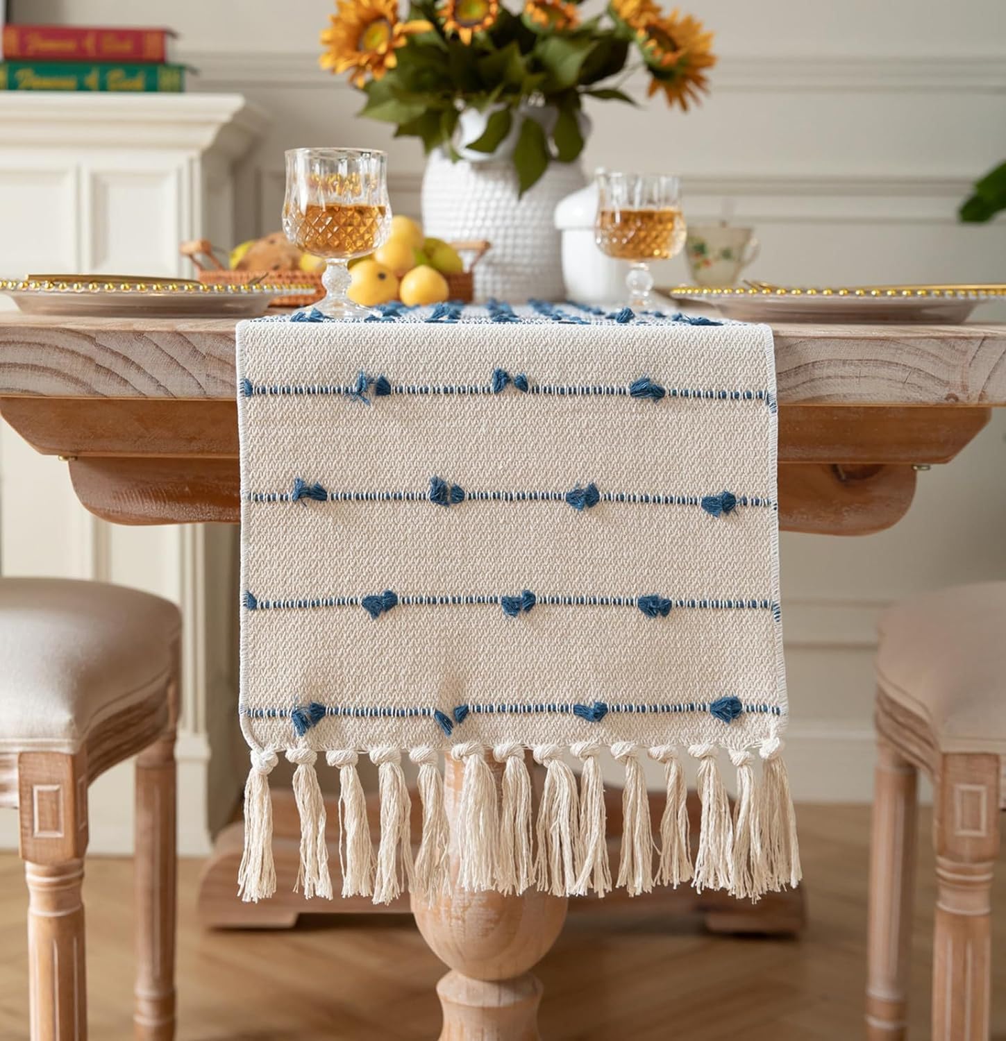 Boho Cotton Table Runner - Blue | Protect & Decorate -2