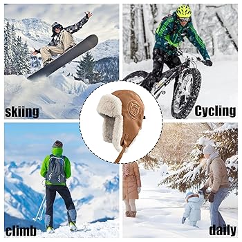 Unisex Winter Beanie Warm Trooper Trapper Mütze Mit Ohrenklappen Winddicht Kunstfell Camo Bomber Jagdmützen Outdoor Ski Schnee Kappe Kopfwärmer, Braun, One Size