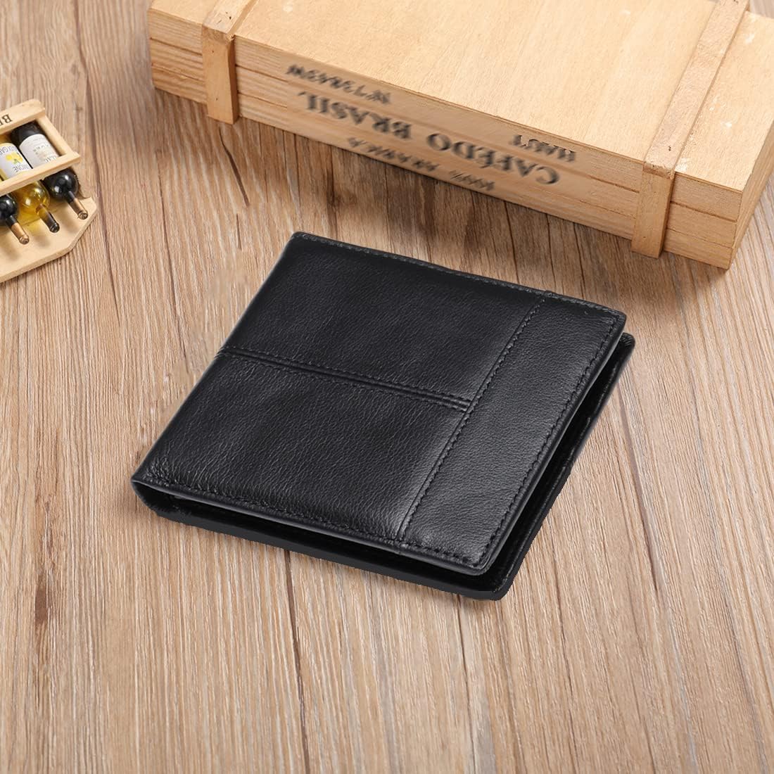 Mens Wallet RFID Genuine Leather Bifold Wallets, ID Window 16 Cards Holders,JOTONOXEN Wallet (Black), M - Image 5