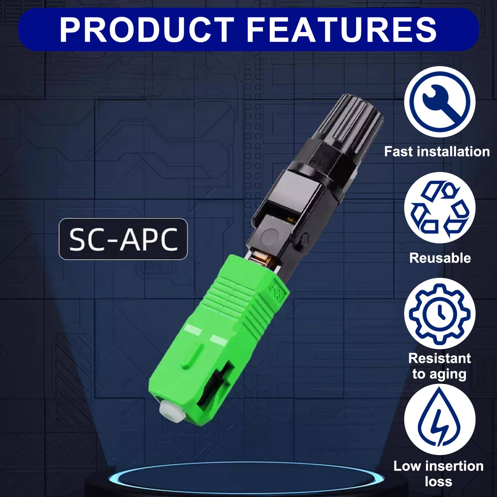 Conectores Fríos de Fibra Óptica Rápida SC/APC 10 Pcs para Red CATV Monomodo