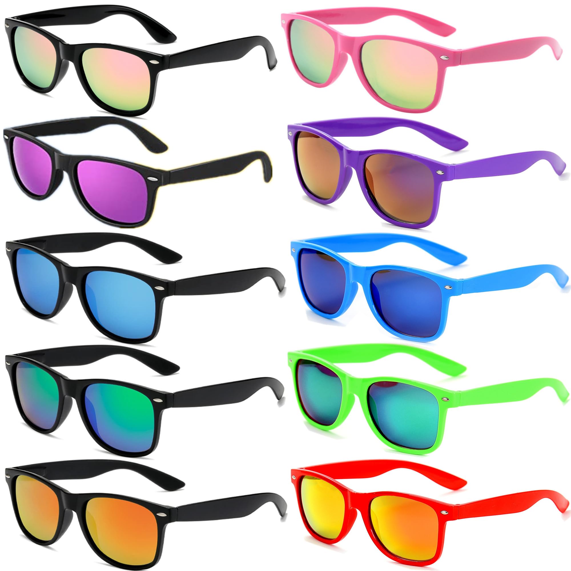 12 Lunettes Soleil Festival ATSGJLZN - UV400 Style Hippie Coloré