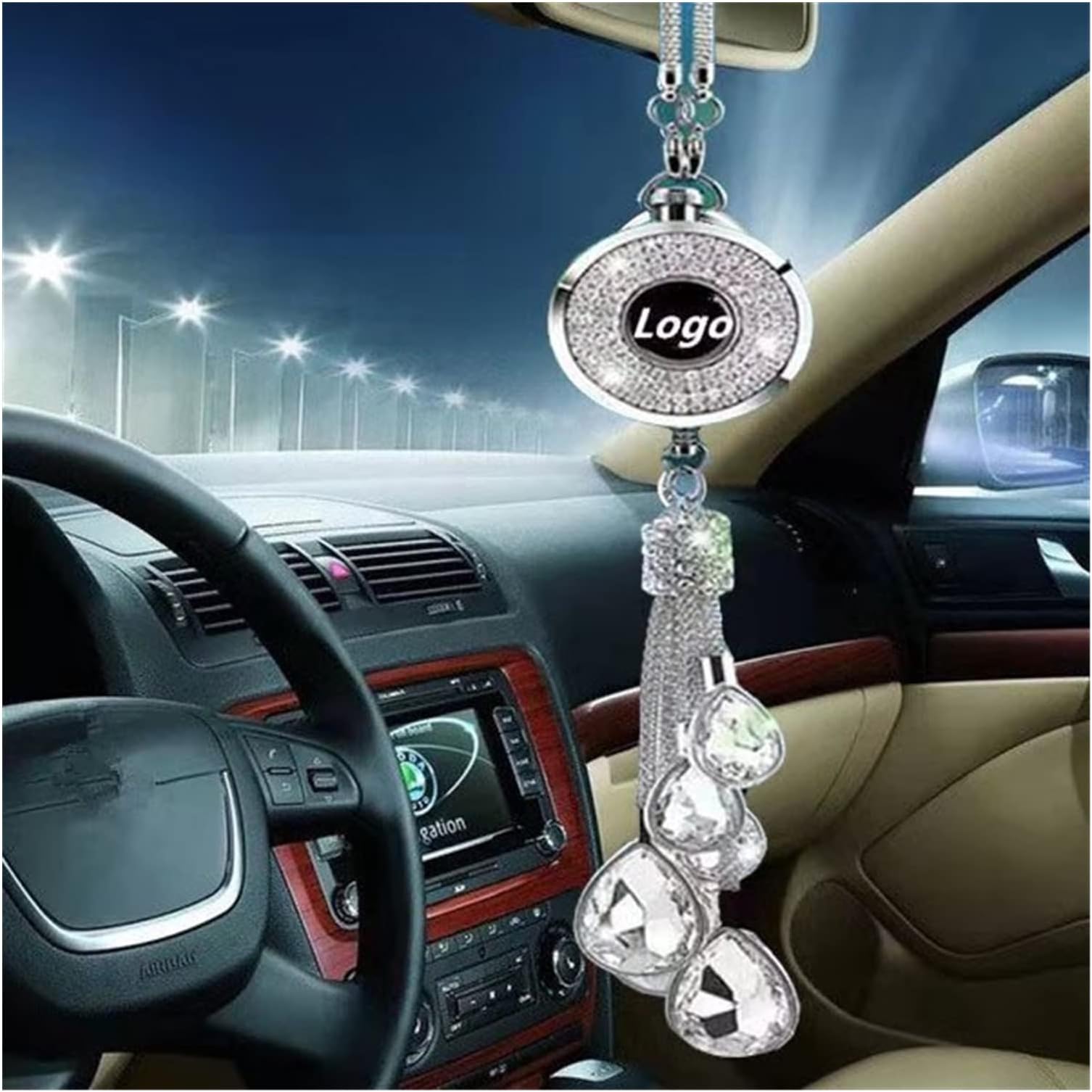 Wying Store Car Brand Logo Simulation Diamond Air Freshener Diffuser Fragrance Scent Rearview Mirror Pendant Perfume Fit For Car (Color Name : For F-ord)