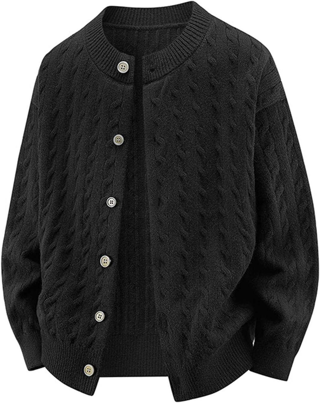 Men's Cardigan Sweater Crew Neck Button Down Cardigan Slim Fit Casual Cable Knitted Sweaters Going Out Clothes