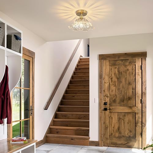 Miniatura 8 de Lámpara de techo semiempotrada, para pasillo, vintage, transparente, de 11 pulgadas, E26, vintage, para armario, pasillo, cocina, comedor