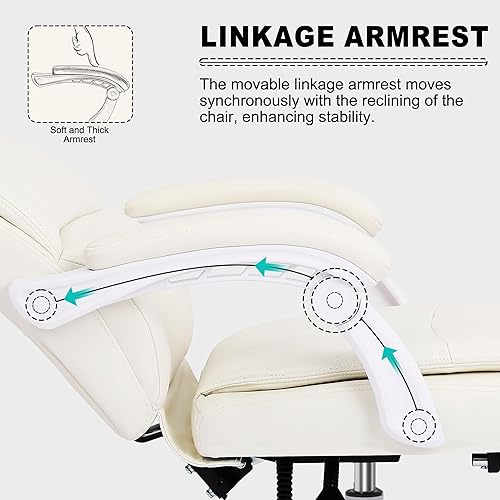 Miniatura 3 de Misolant Silla de oficina grande y alta con reposapiés, silla de escritorio de respaldo alto con reposabrazos de varillaje, sillas ejecutivas