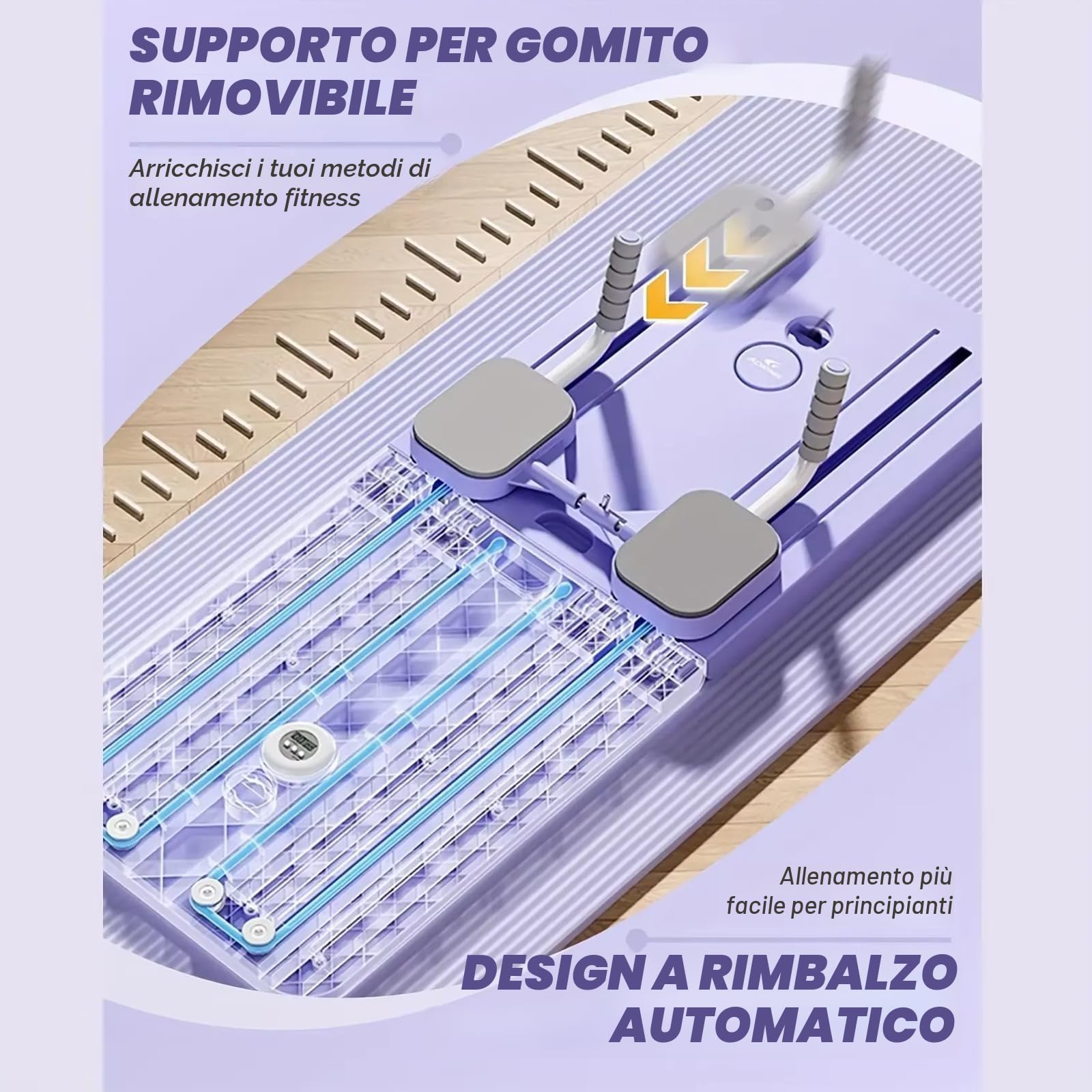 Tavola riformatrice per pilates 4 in 1 con rimbalzo automatico e timer, capacità 136 kg, pieghevole, per palestra domestica, attrezzatura antiscivolo per fitness per donne e uomini