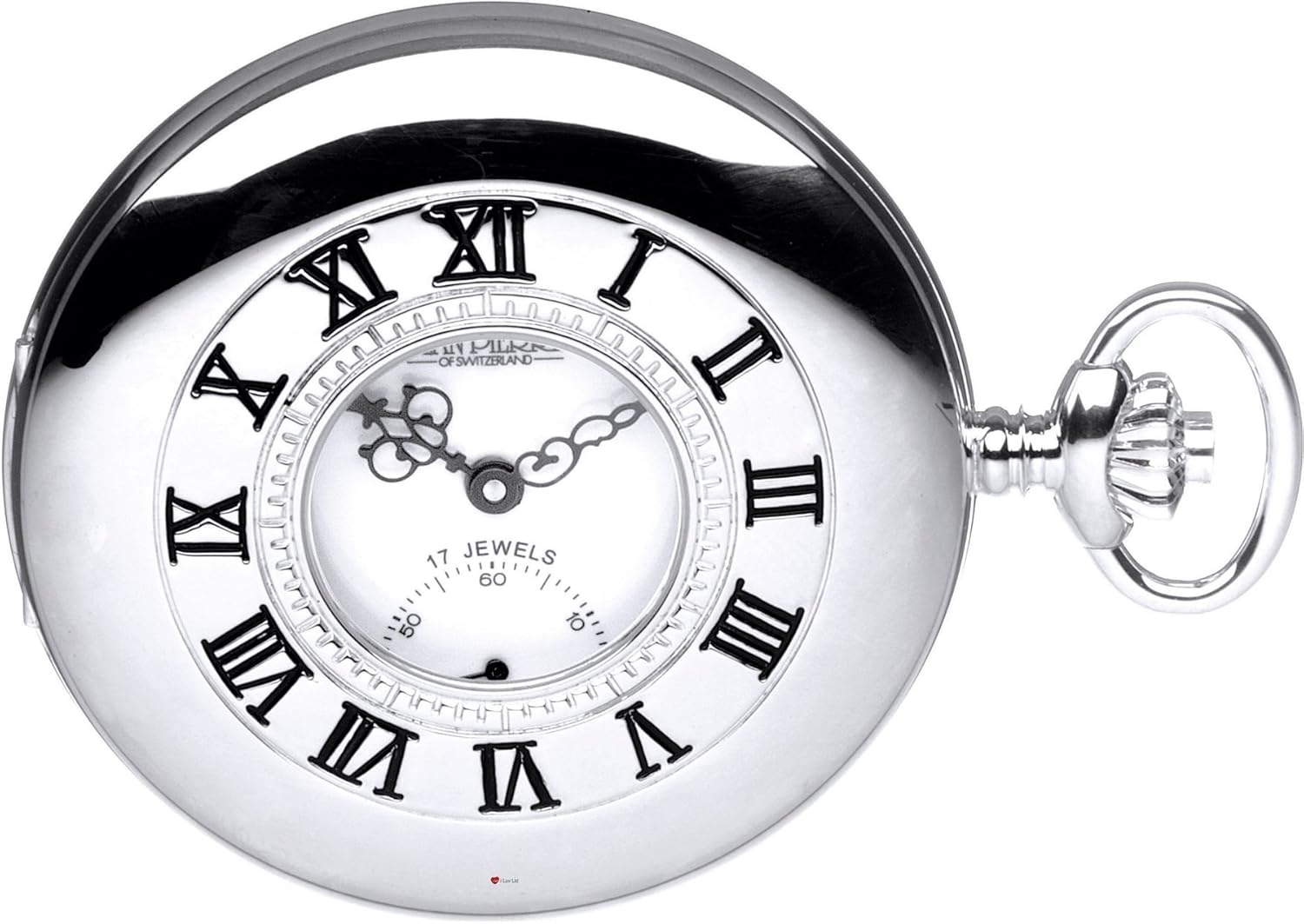 Polished Half Hunter Sterling Silver Pocket Watch - 17 Jewel Movement - Luxury