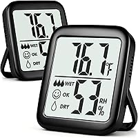 Antonki 2-Pack Indoor Thermometer Hygrometer: Accurate Digital Temp & Humidity Monitor for Home, Nursery, Greenhouse, Terrarium - Battery Included