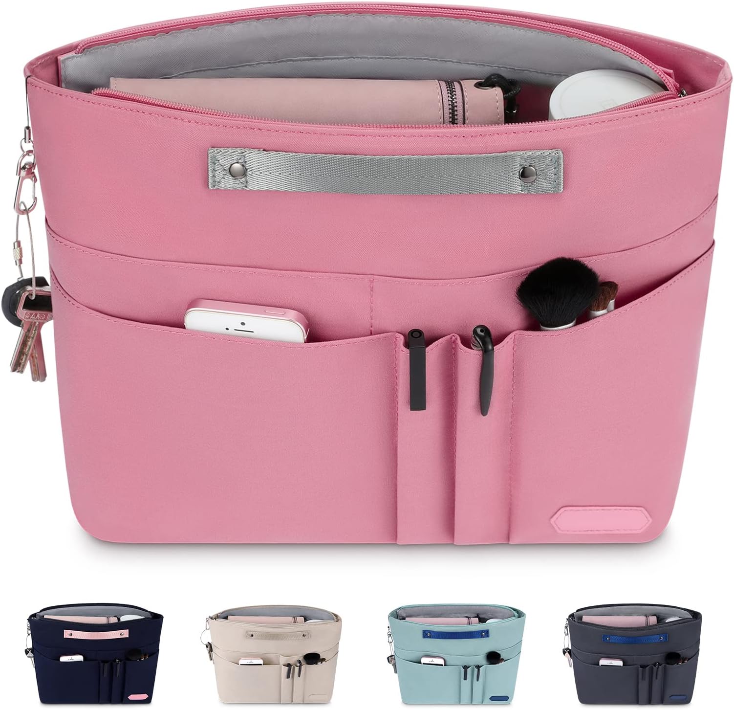 Purse Organizer Insert for Handbags,Tote Bag Organizer Insert Zipper Bag for Women, Handbag Organizer Inside Liner with 15 Pockets