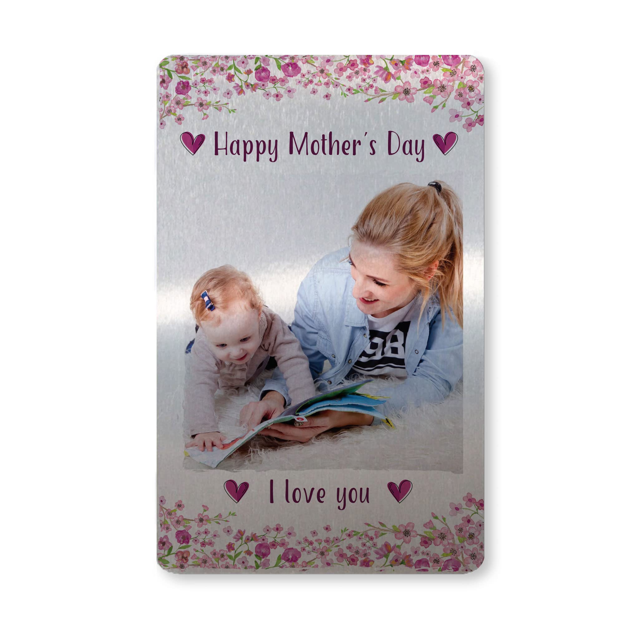 RED OCEAN Personalised Mothers Day Metal Card Photo Gift For Mum Gift From Daughter Son