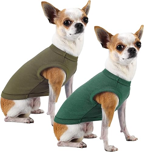 Miniatura 7 de SyChien Camisas ligeras para perros, ropa fresca elástica a rayas en blanco, chalecos para perros pequeños, medianos y grandes, camiseta lisa