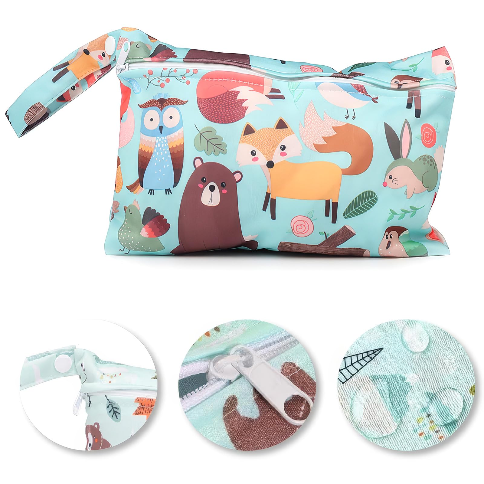 Borsa Pannolini Riutilizzabile Wet Bag con Cerniera Lavabile per Neonato Viaggi Spiaggia Piscina Gym