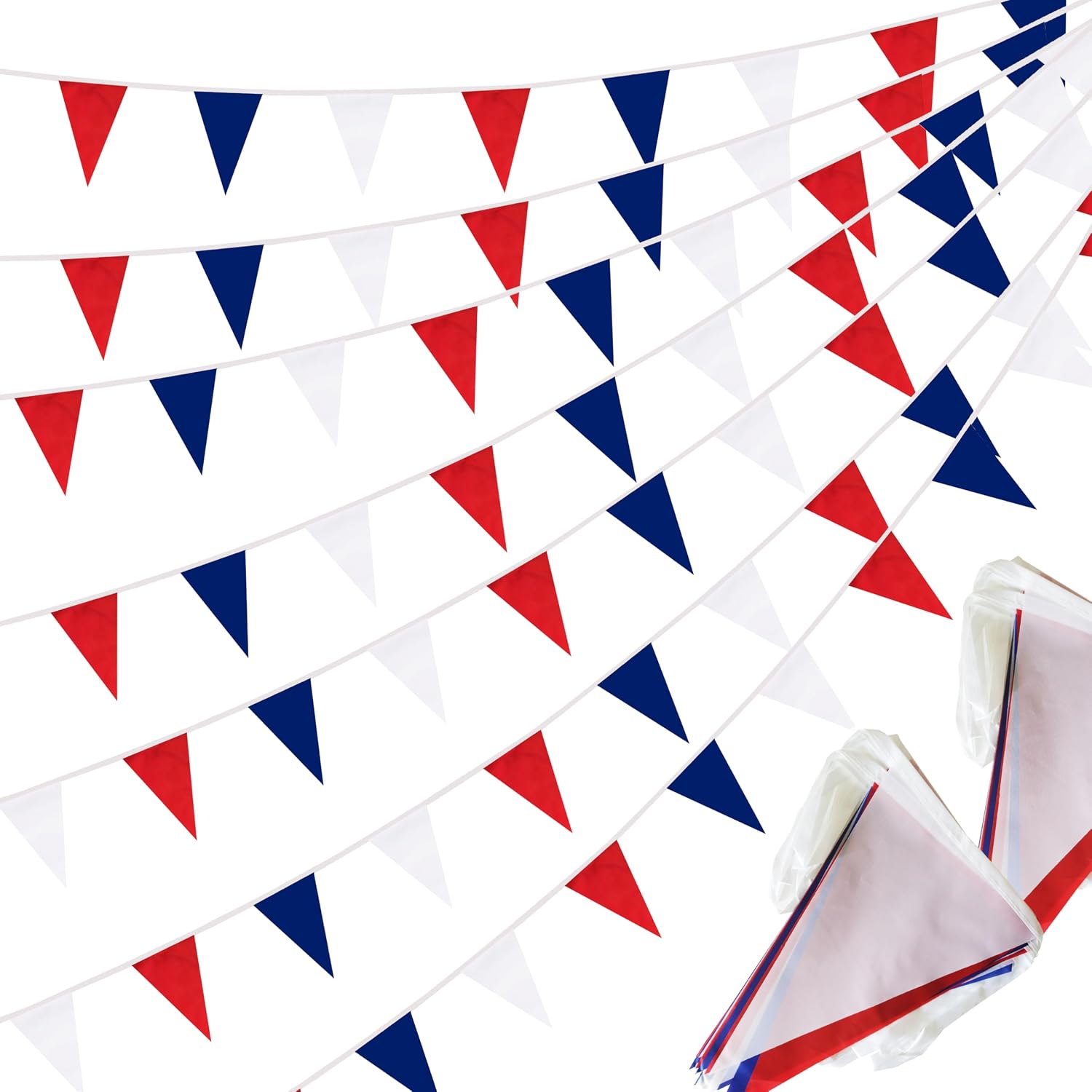 Amazon.com : Krmkot 100 Ft Red Dark Blue and White Pennant Banner ...