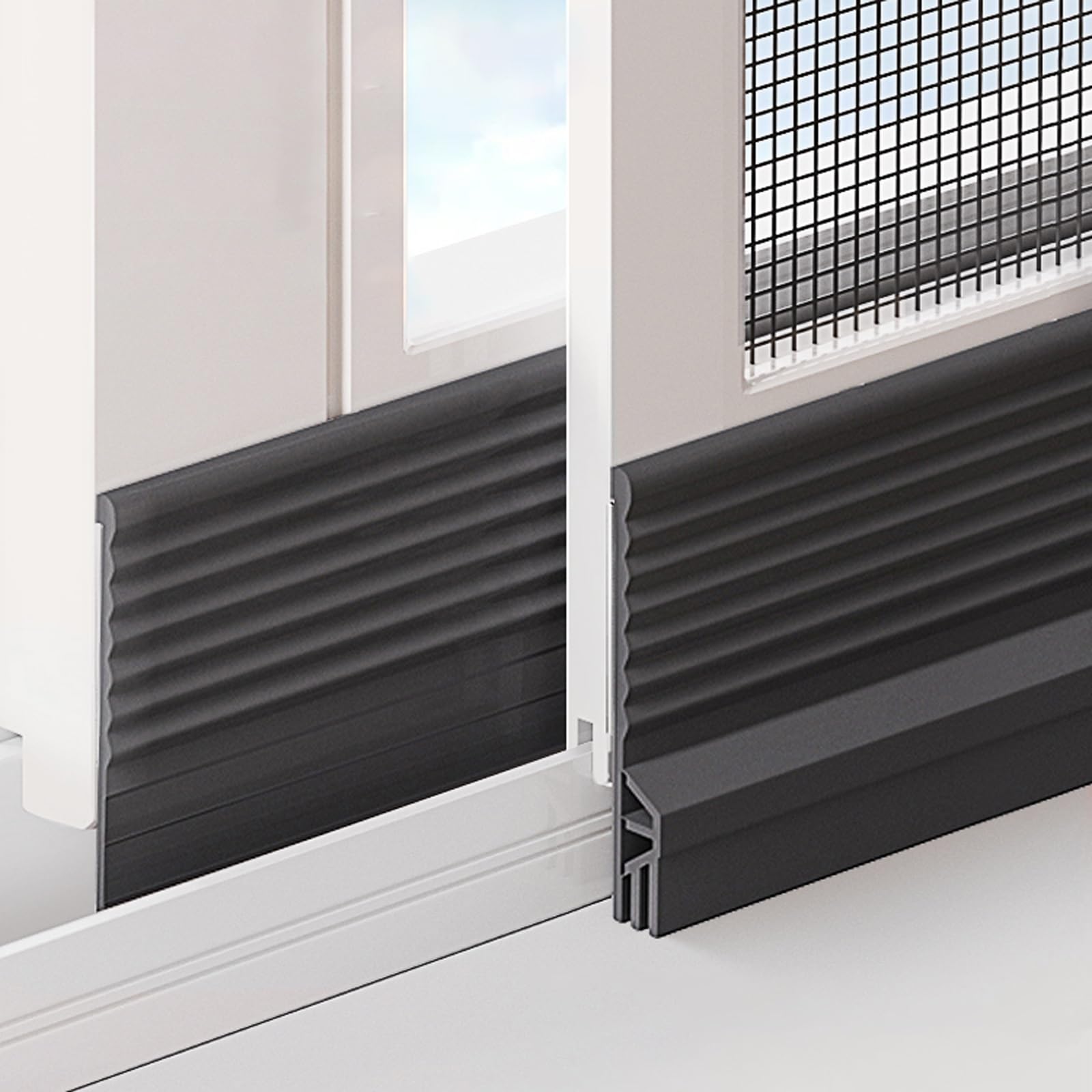 Deflector de Lluvia Flexible Autoadhesivo for Ventanas - Burlete Ventana Corredera Blanco - Barrera Agua Puerta Exterior para Ventana Corredizas y Abatibles, 2/4/8m(Negro,8m)