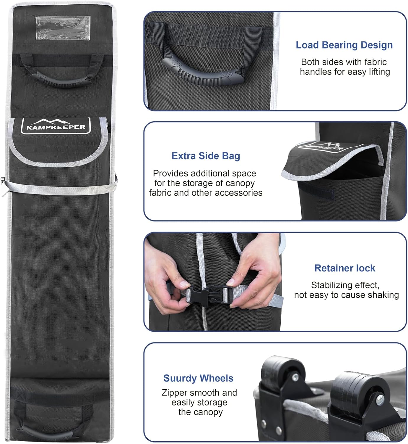 KAMPKEEPER Canopy Bag Replacement, 52inch Wheeled Tent Storage Bags for 10x10 Pop Up Shelters and Canopy Tents, 1680D Waterproof Oxford Fabric Replacement Parts - Image 4