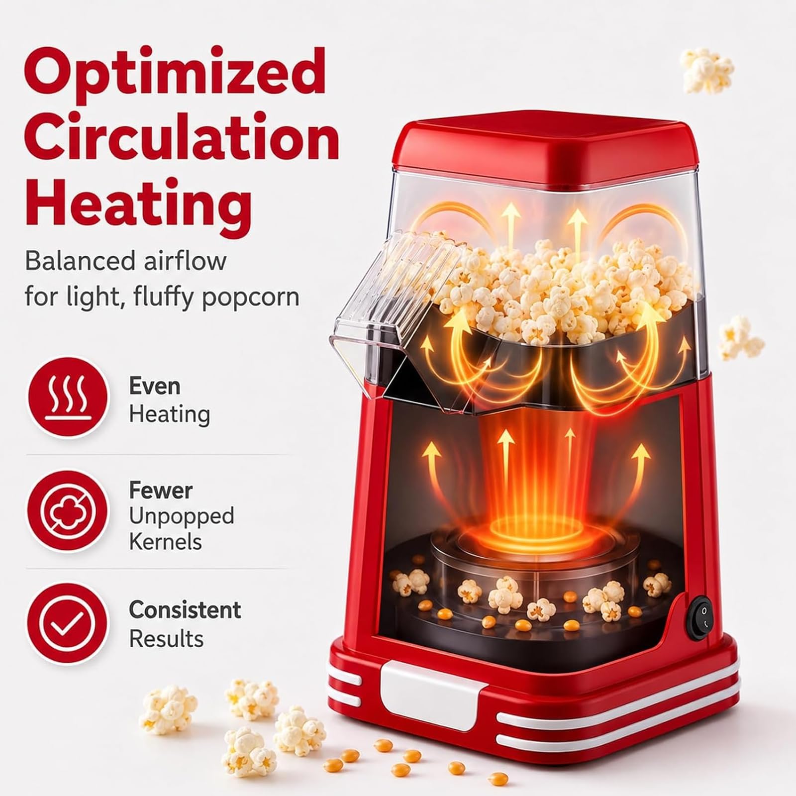 Macchina rapida per popcorn ad aria calda con misurino