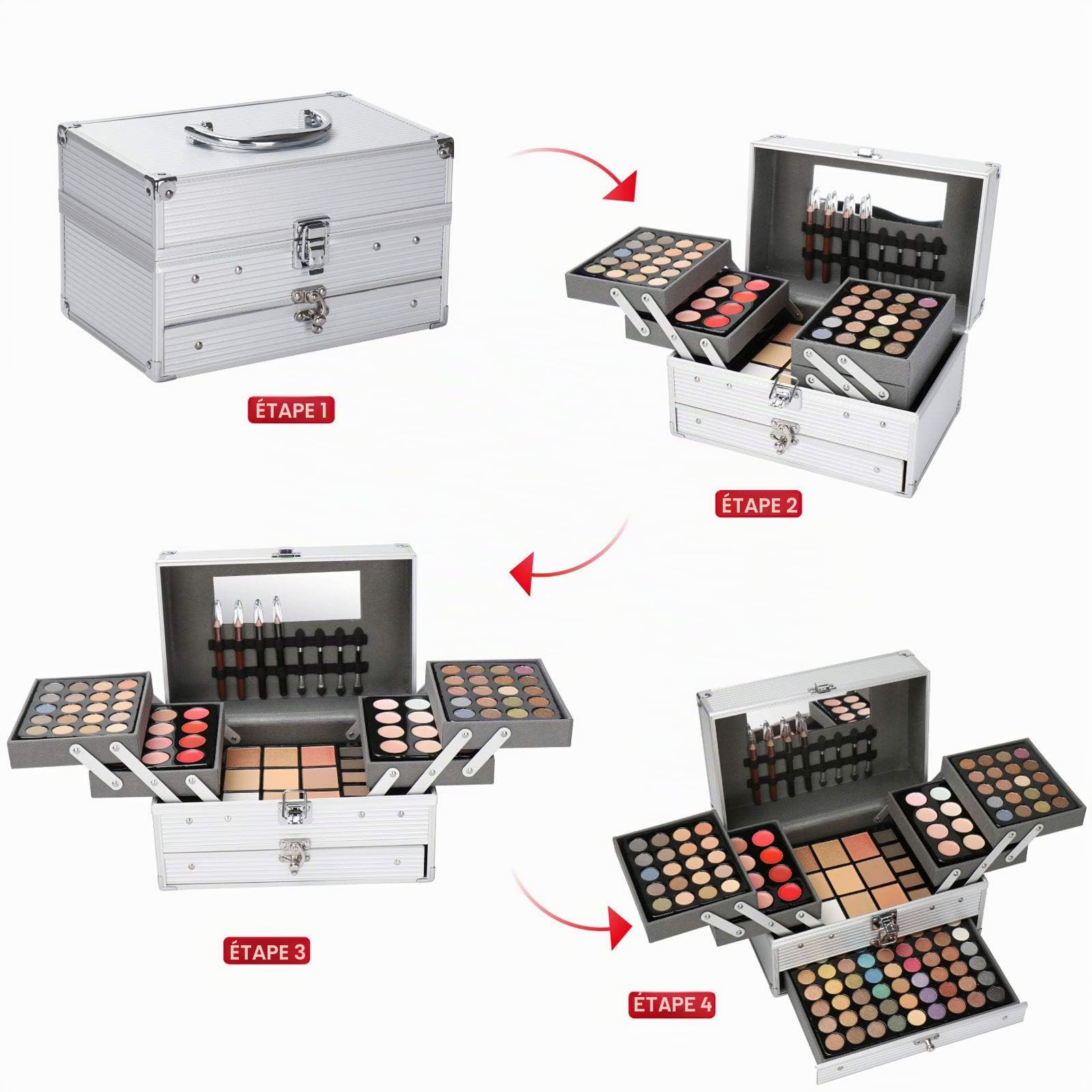Palette Fard À Paupière Maquillage Yeux, 35 Couleurs Kit Maquillage Femme, Palette de Maquillage Femme, Coffret Maquillage avec Rouge à Lèvre, Pinceaux, Bâton Contour, Correcteur, Fard à Joues