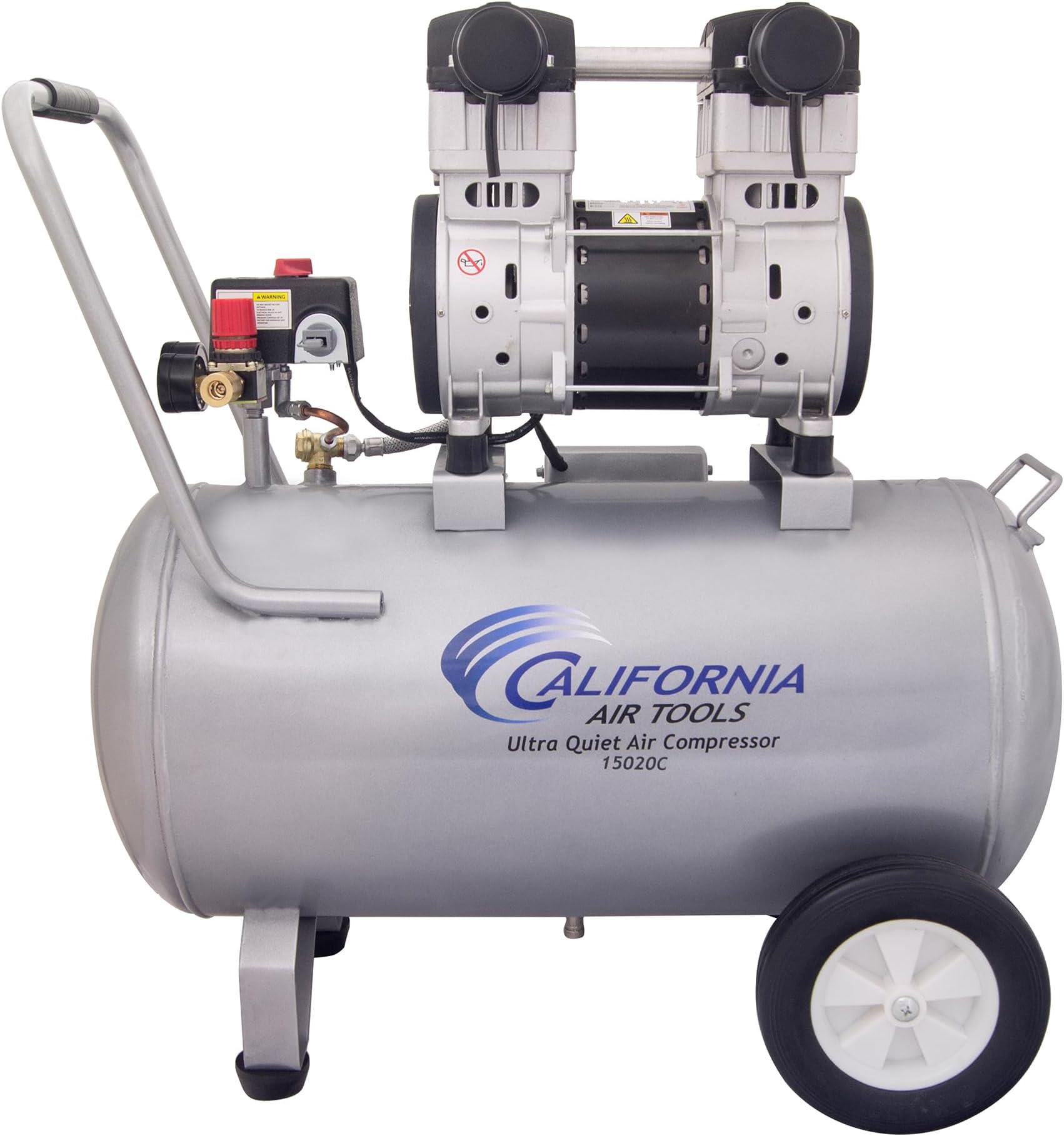 15020C Powerful 2.0 HP Ultra Quiet and Oil-Free Air Compressor with Wheels, 15 Gallon Tank Capacity, 70 dB Noise Level, Electric, Portable