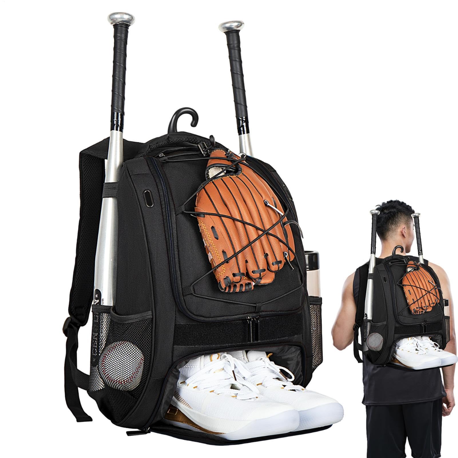 Mochila de béisbol – Bolsa de béisbol juvenil de gran capacidad | y bolsa de equipo de sóftbol – Portador de equipo de poliéster duradero – Mochila resistente al desgaste de 34 x 47 cm, ideal para