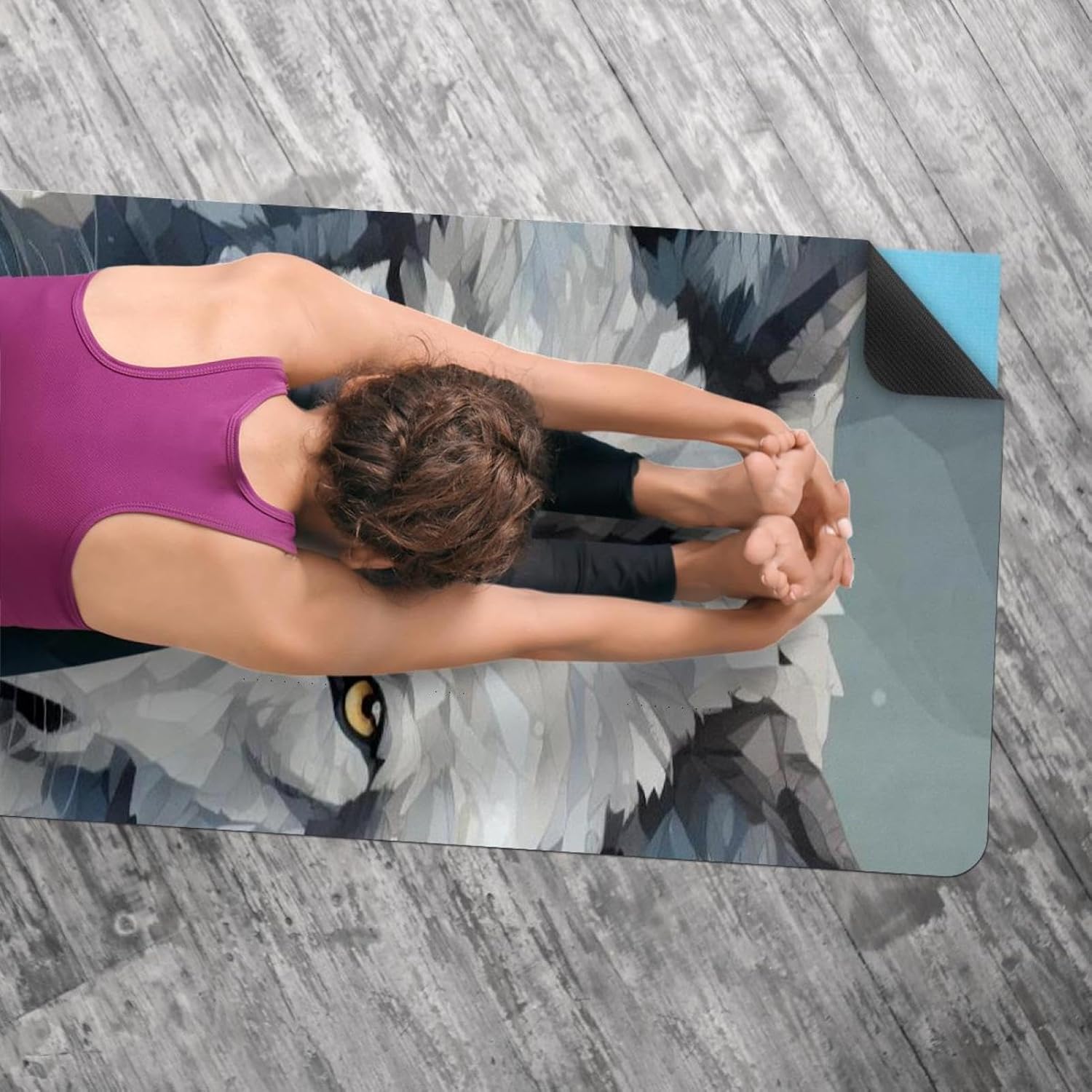 Yoga Towel, Wolf Animal Print Non Slip Sweat Absorbent Hot Yoga Mat Towel for Hot Yoga, Pilates and Fitness - 72.8" x 26.8"