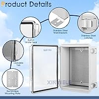 Vista 3 de Caja de conexiones de plástico ABS impermeable para proyectos al aire libre, IP67, resistente a la intemperie, a prueba de polvo con cubierta