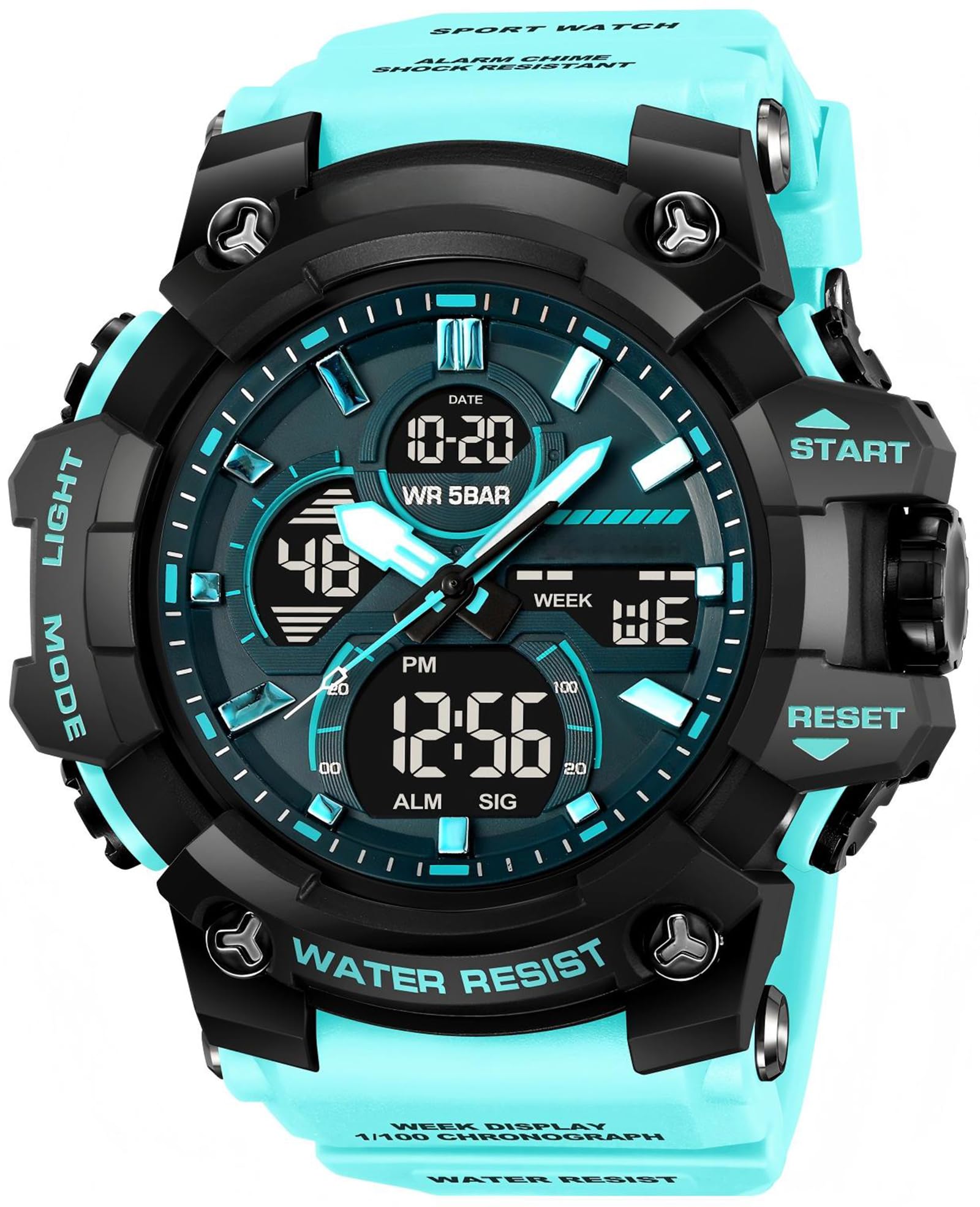 Montres militaires pour homme - Montre numérique analogique étanche - Grand cadran