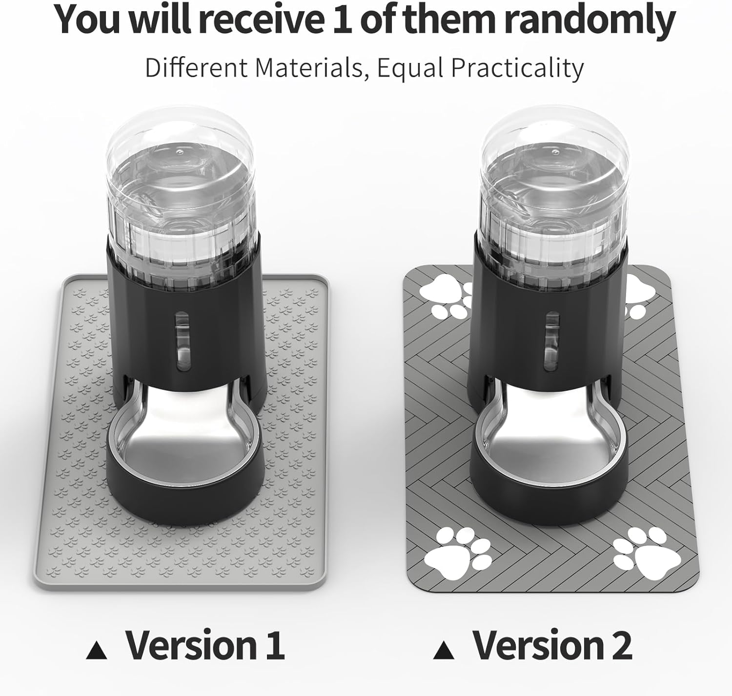 JUNSPOW Cat Water Dispenser with Placemat and Stainless Steel Bowl, Automatic Gravity Water Dispenser for Cats or Small Medium Size Dogs, Large Capacity, Easy to Clean and Safe for Pets (4L Black)