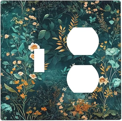 Miniatura 45 de Cubiertas Decorativas para Tomacorrientes Boho Floral Beige Flor y Hoja Botánico 1 Gang Interruptor de Luz Dúplex Placa Cubierta Placas de Boho